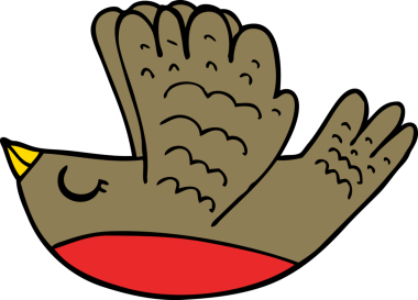 Bir insan tarafından çizilmiş uçan kuş.