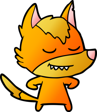 Bir insan tarafından çizilmiş tilki çizgi film karakteri