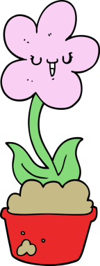 Bir insan tarafından çizilmiş sevimli karikatür çiçeği.