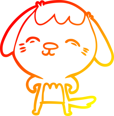 Bir insan tarafından çizilmiş mutlu çizgi film köpeğinin sıcak çizgi çizimi