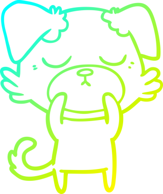 Bir insan tarafından çizilmiş şirin bir çizgi köpeğin soğuk gradyan çizgisi.