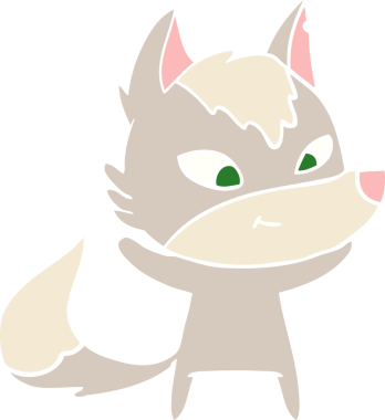 Bir insan tarafından çizilmiş düz renkli çizgi film kurdu.