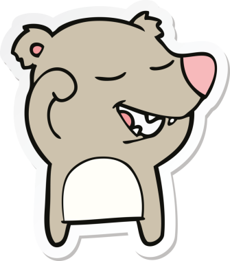 Bir insan tarafından çizilmiş çizgi film ayısının çıkartması.