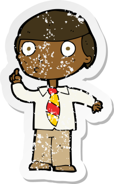 Bir insan tarafından çizilmiş bir karikatür okulunun gerilmiş çıkartması.