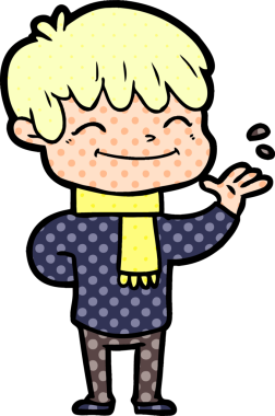 Bir insan tarafından çizilmiş mutlu çocuk çizgi filmi.