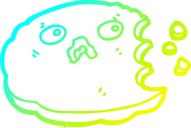 Bir insan tarafından çizilmiş bir çizgi film kurabiyesinin soğuk gradyan çizimi