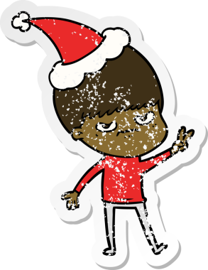 Bir insan tarafından çizilmiş Noel Baba şapkası takan bir çocuğun sıkıntılı el yazısı.