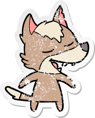 Bir insan tarafından çizilmiş bir karikatür kurdunun sıkıntılı çıkartması.