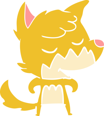 Bir insan tarafından çizilmiş düz renkli tilki çizimi.