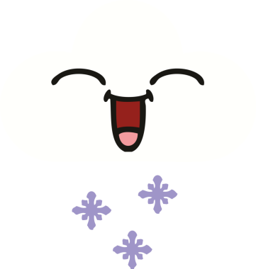 Bir insan tarafından çizilmiş bir kar bulutunun düz renkli retro karikatürü