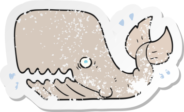 Bir insan tarafından çizilmiş kızgın bir balinanın gerilimli çıkartması.