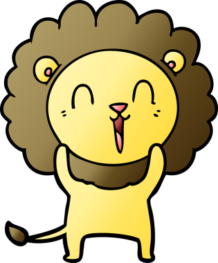 Bir insan tarafından çizilmiş gülen aslan çizgi filmi.