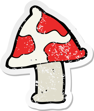 Bir insan tarafından çizilmiş bir mantar desenli karikatür yapıştırması.