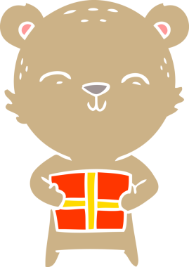 Bir insan tarafından çizilmiş mutlu düz renkli çizgi film ayısı.