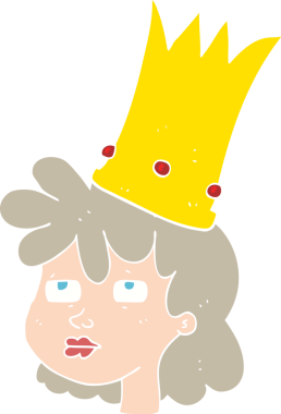 Bir insan tarafından çizilen kraliçenin düz renk çizimi