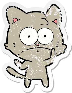 Bir insan tarafından çizilmiş gergin bir kedinin sıkıntılı çıkartması.