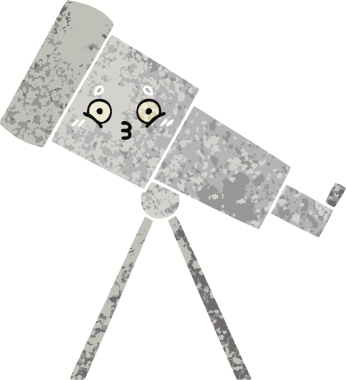 Bir insan tarafından çizilmiş bir teleskobun retro çizim tarzı karikatürü