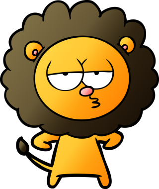 Bir insan tarafından çizilmiş canı sıkkın bir aslan.