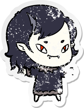 Bir insan tarafından çizilmiş, karikatür dostu vampir bir kızın sıkıntılı çıkartması.