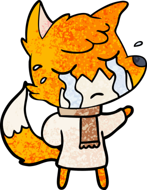 Bir insan tarafından çizilmiş ağlayan tilki çizgi filmi.