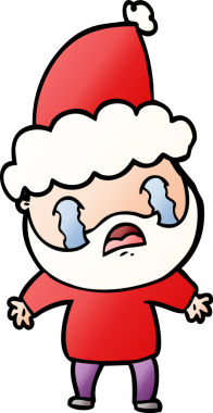 Bir insanın çizdiği Noel Baba şapkasıyla ağlayan sakallı bir adamın gradyan çizimi.