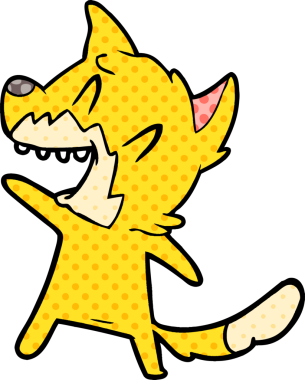 Bir insan tarafından çizilmiş gülen tilki çizgi filmi.