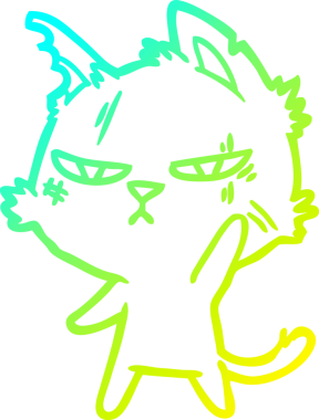 Bir insan tarafından çizilmiş sert bir çizgi film kedisinin soğuk gradyan çizimi