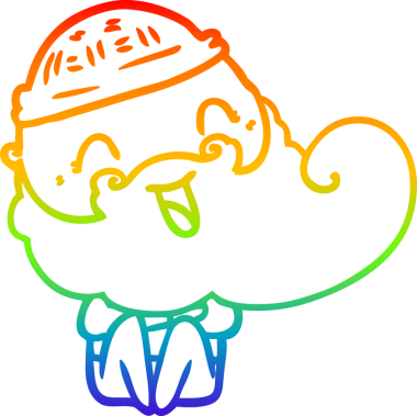 Gökkuşağı gradyan çizgisi bir insan tarafından çizilmiş mutlu sakallı bir adamın çizimi