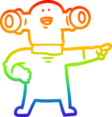 Gökkuşağı gradyan çizgisi, bir insan tarafından çizilmiş dost bir uzaylı çizgi filmi.