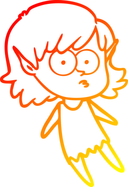 Bir insan tarafından çizilmiş bir elf kızının sıcak çizgi çizimi.