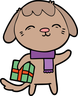 Bir insan tarafından çizilmiş mutlu çizgi film köpeği.