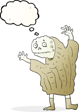 Serbest çizim düşünce baloncuğu cadılar bayramı hortlağı bir insan tarafından çizildi.