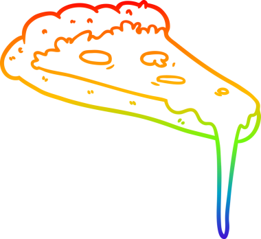 gökkuşağı gradyan çizimi bir insan tarafından çizilmiş bir pizza karikatürü