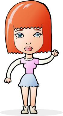 Bir insan tarafından çizilmiş, el sallayan bir kadın.