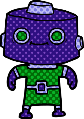 Bir insan tarafından çizilmiş çizgi film robotu