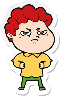 Bir insan tarafından çizilmiş kızgın bir adamın çıkartması.