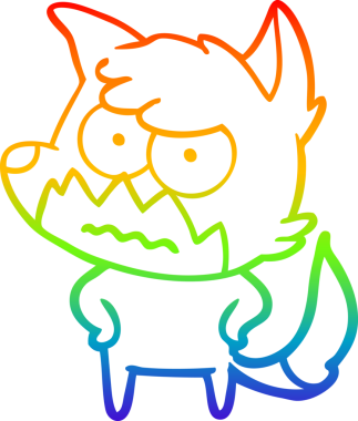 Gökkuşağı gradyan çizgi çizimi bir insan tarafından çizilmiş bir tilki