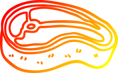 Bir insan tarafından çizilmiş iyi pişmiş etin sıcak çizgi çizimi.