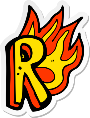 Bir insan tarafından çizilmiş yanan bir karikatür çıkartması.