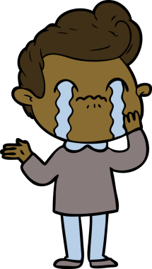 Bir insan tarafından çizilmiş ağlayan çizgi film adamı.