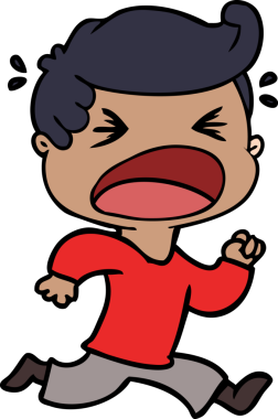 Bir insan tarafından çizilmiş bağıran adam çizgi filmi.