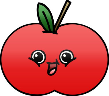 Bir insan tarafından çizilmiş kırmızı bir elmanın gölgeli çizgi filmi.