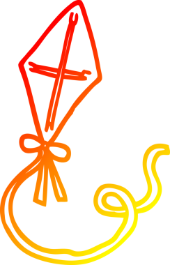 Bir insan tarafından çizilen çizgi film uçurtmasının sıcak gradyan çizgisi