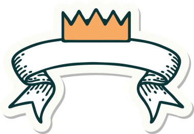 Bir insan tarafından çizilmiş taç dövmesi stili çıkartması.