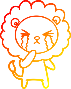 Bir insan tarafından çizilmiş, ağlayan bir aslanın çizgi çizimi.