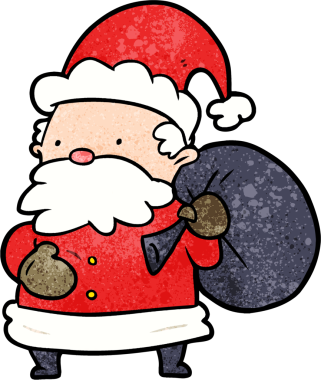 Bir insan tarafından çizilmiş Noel Baba çizgi filmi.