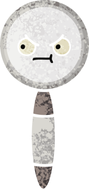 Bir insan tarafından çizilmiş bir büyüteçin retro çizim tarzı karikatürü