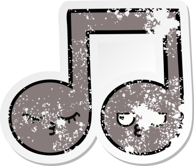 Bir insan tarafından çizilmiş şirin bir karikatür müzik notasının sıkıntılı çıkartması.