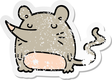 Bir insan tarafından çizilmiş karikatür bir farenin sıkıntılı çıkartması