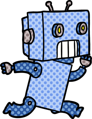 Bir insan tarafından çizilmiş çizgi film robotu